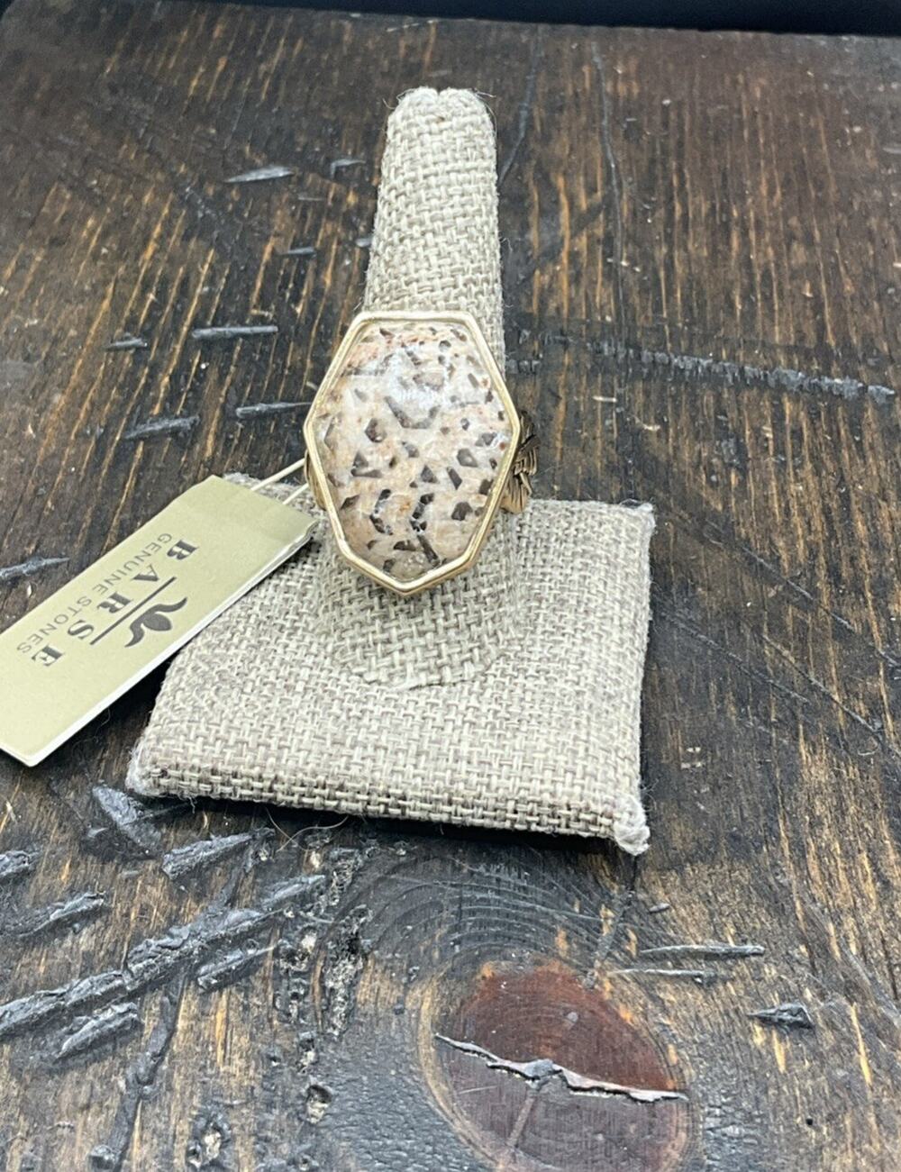 Barse Flight Ring- Zebradorite Feldspar- Bronze- 10- NWT